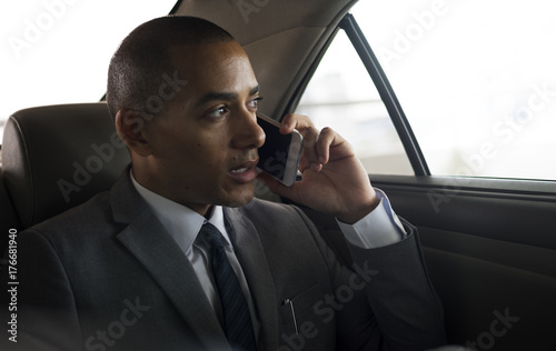 Businessman Use Mobile Talk Car