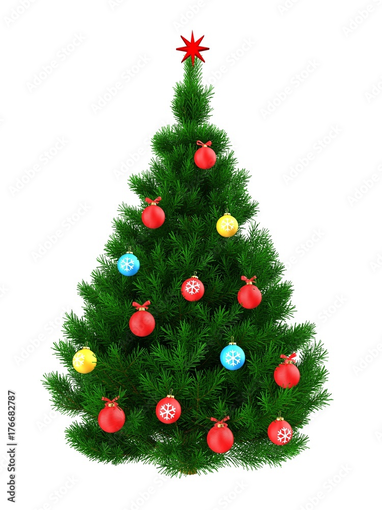 3d dark green Christmas tree over white 3d dark green Christmas tree over white