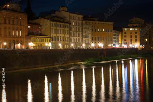 Night embankment of Florence. Italy