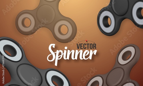 Illustration of Vector Fidget Spinner Banner Template. 3D Realistic Vector Modern Relaxation Spinning Gadget Banner