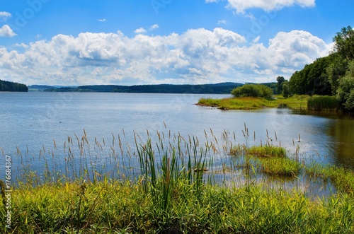 Scenic view of Lake Lipno, Nová Pec, Czech republic.