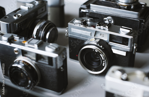 Group of vintage film cameras