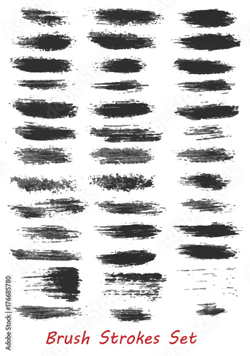 Grungy brush strokes set over white background. Elements for your work and design. Eps10
