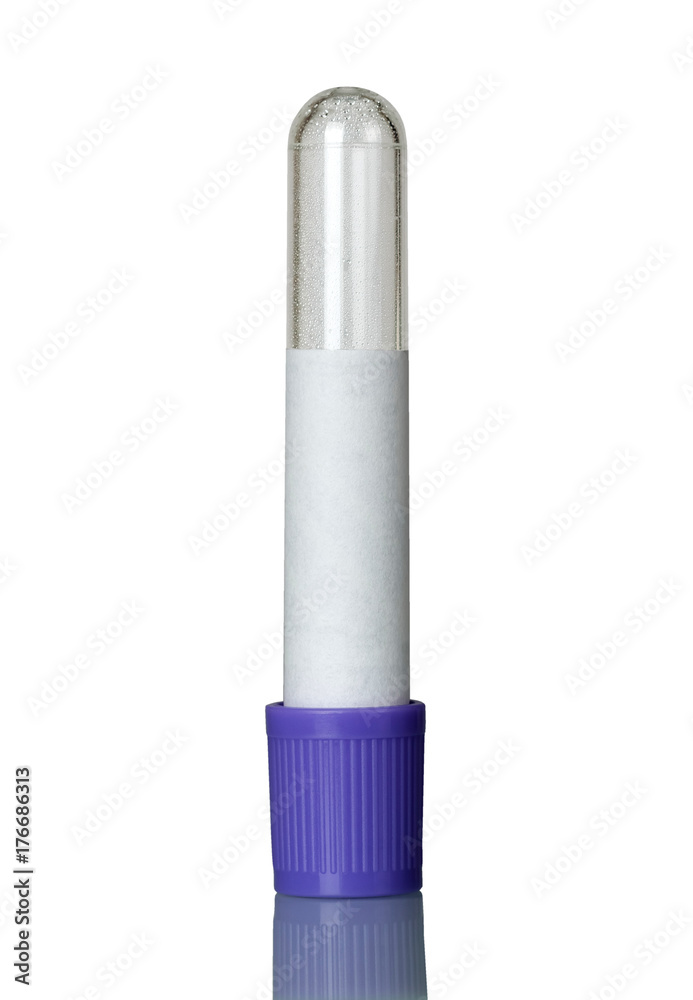 Sterile test tube for blood analysis isolated on white background