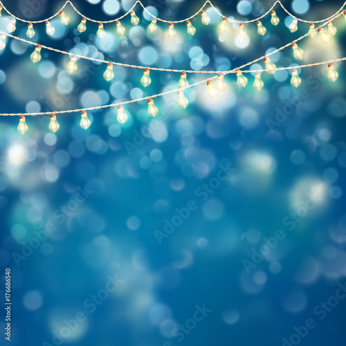 Christmas Shining bokeh glowing bulbs illustration. EPS 10 vector