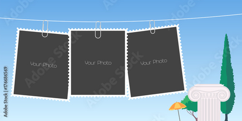 Retro style collage of photo frames vector illustration
