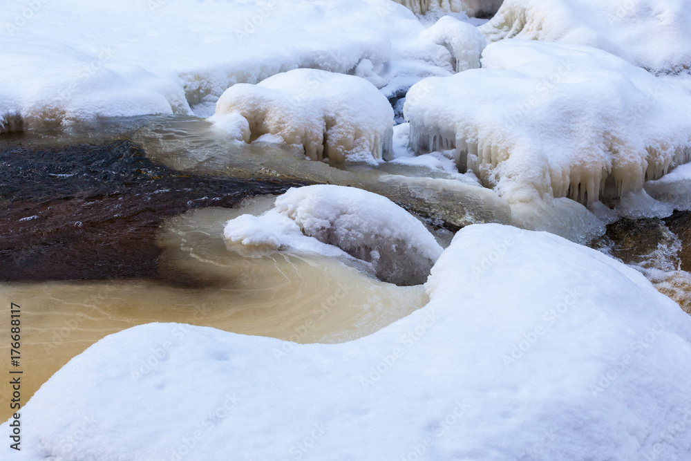 Ice and snow in the creek