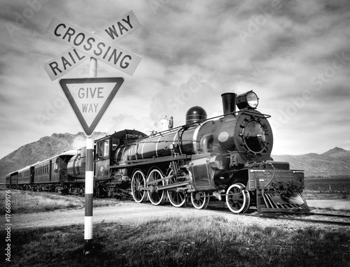 Old fashioned steam locomotive, Kingston New Zealand.