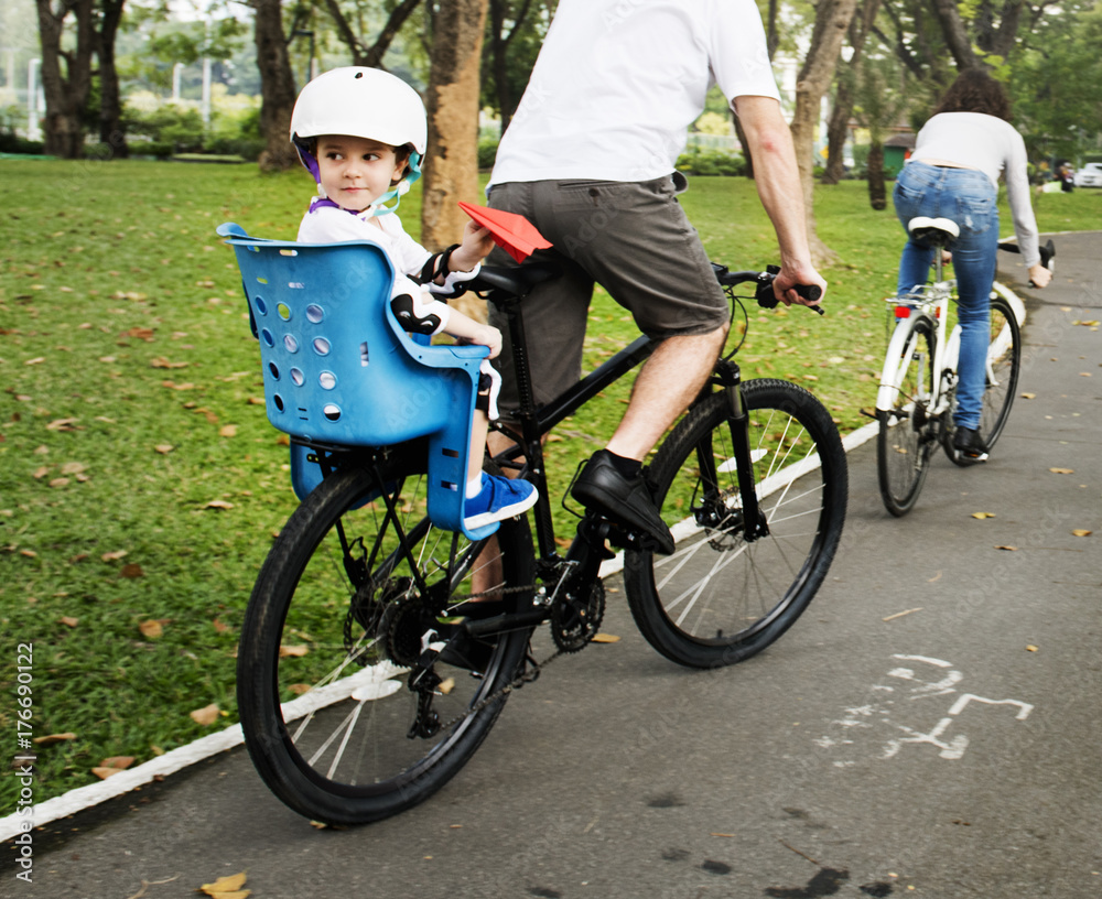Fototapeta premium Family Bicycling Holiday Weekend Activity