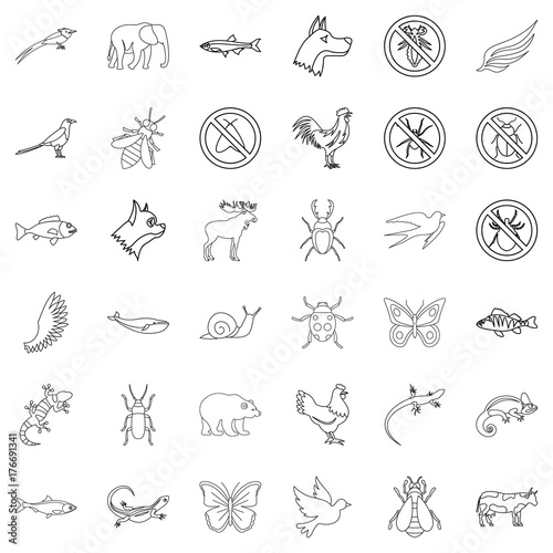 Beetle icons set, outline style © ylivdesign