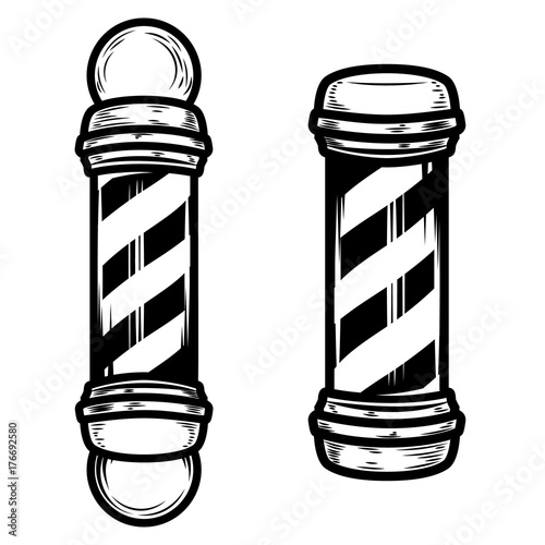 barber shop pole illustrations on white background.