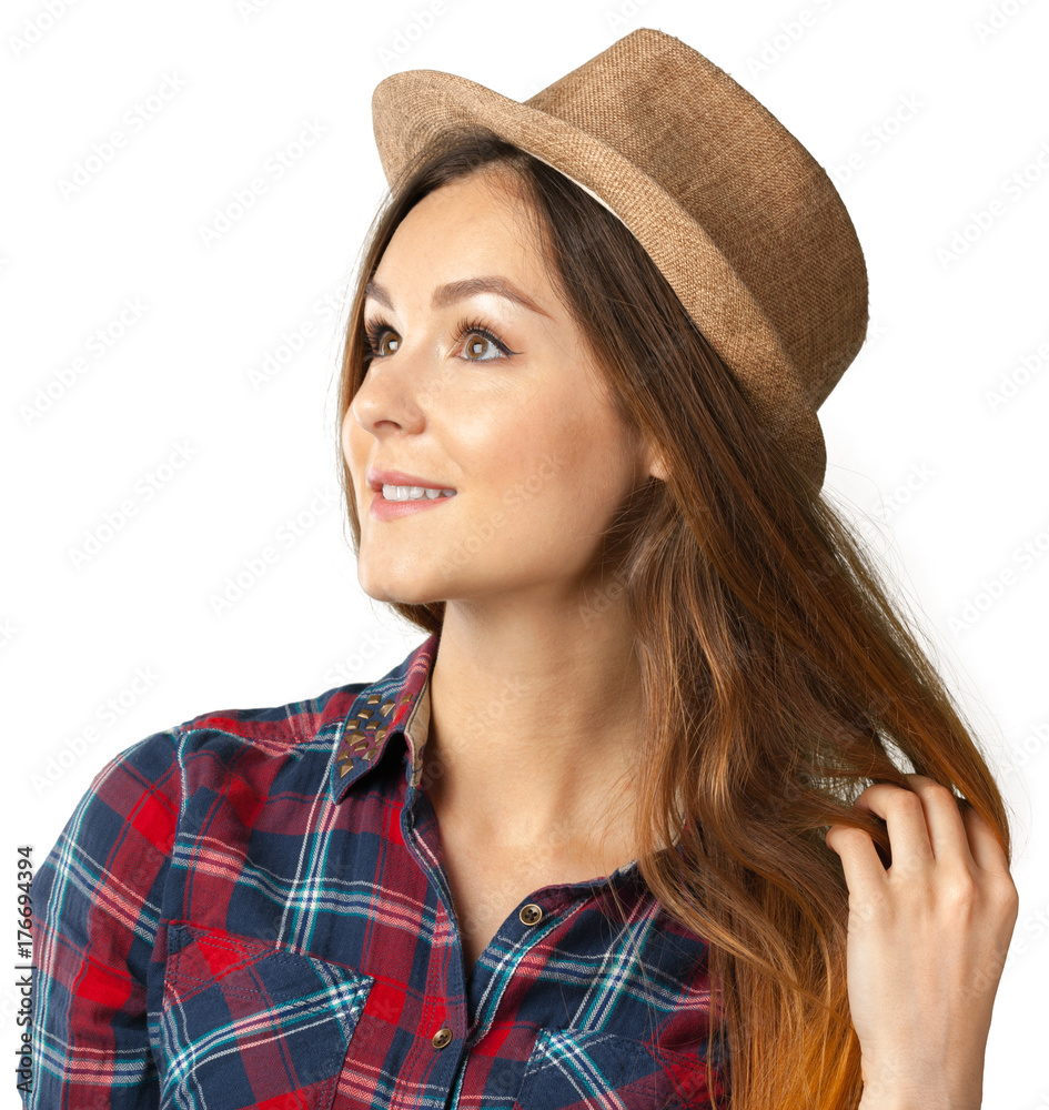 Happy woman posing isolated on white background Happy woman posing isolated on white background