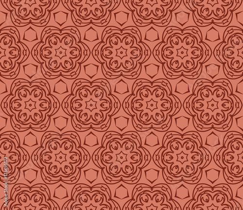 abstract seamless geometric pattern with floral shape. vector illustration. brown color