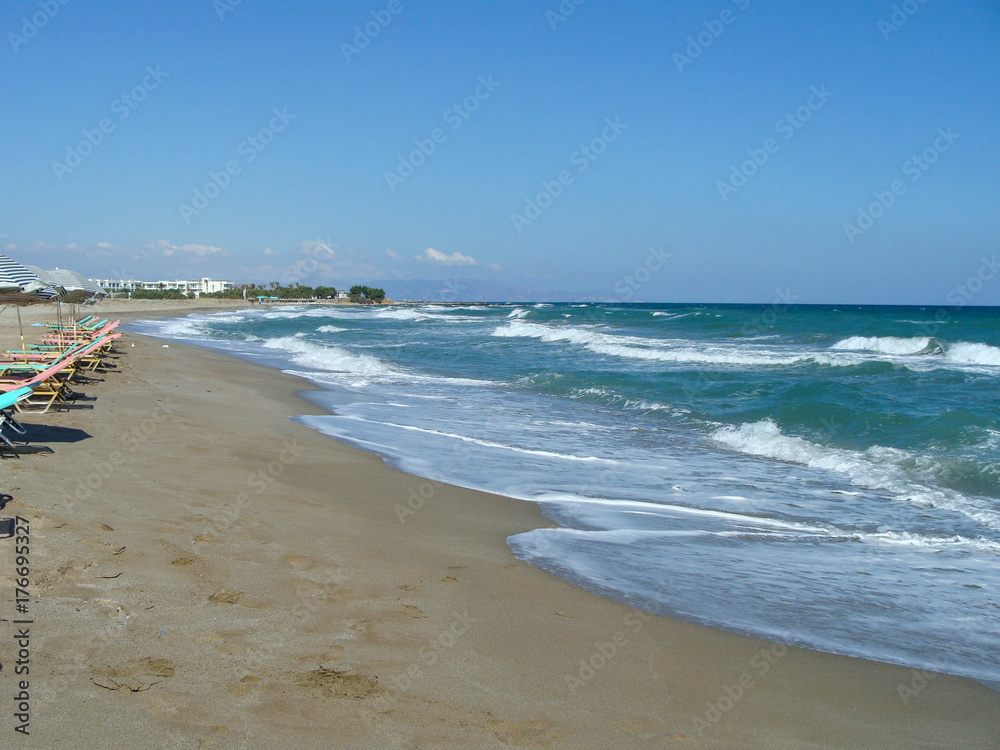 Mediterranean sea sand beach of Nothern Crete.