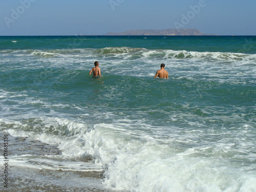 Mediterranean sea sand beach of Nothern Crete. © Jeena
