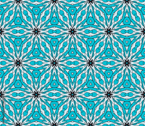 Ornamental fashion design. Modern seamless geometry floral pattern. Vector illustration. For interior design, printing, web and textile design. blue color