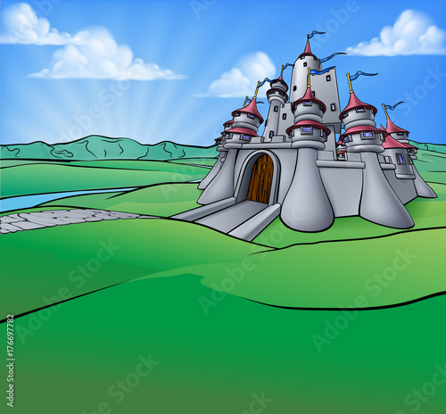 Castle Cartoon Scene Background