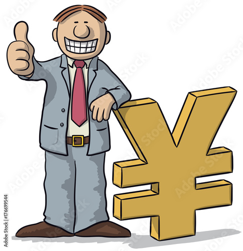 man with yen sign