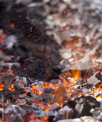 Glowing coal in hot furnace © warlord76