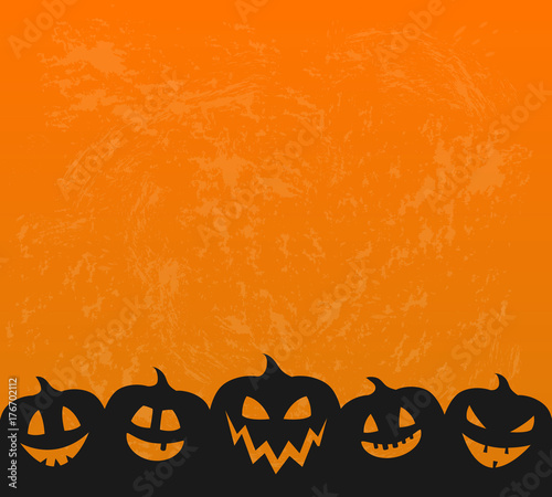 Halloween - concept of background with scary pumpkin lanterns. Vector.