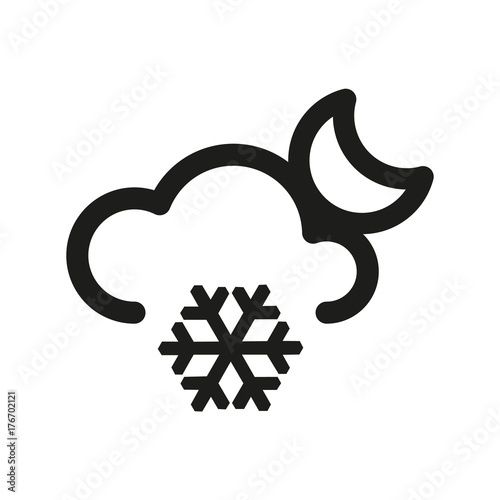 Cloud and moon line icon, snowing night 