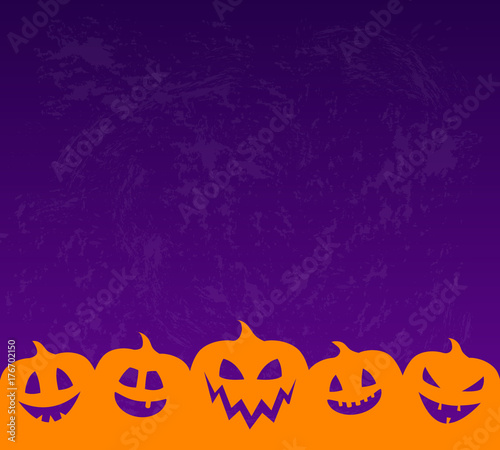 Halloween - concept of background with scary pumpkin lanterns. Vector.