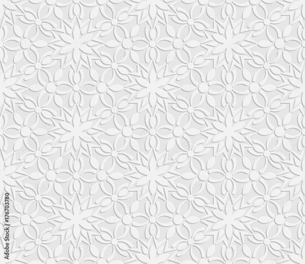 Seamless 3D white pattern, floral pattern, indian ornament, persian ...