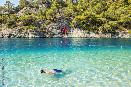 Fototapeta Naklejka Na Ścianę i Meble -  Snorkeling in Blue Lagoon in Oludeniz, Turkey