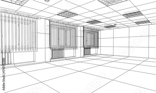 Interior sketch. Vector rendering of 3d
