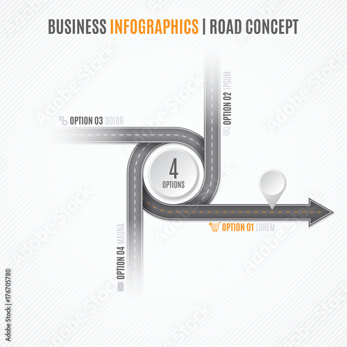 Navigation map infographic concept. Crossroad with the right way