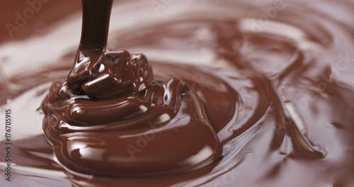 pouring dark melted chocolate