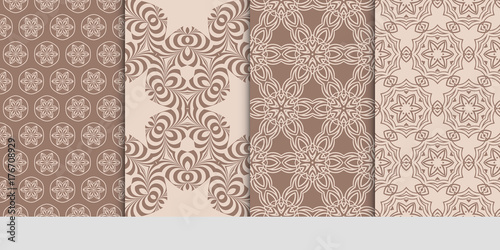 set of art geometric seamless pattern. vector illustration. beige color