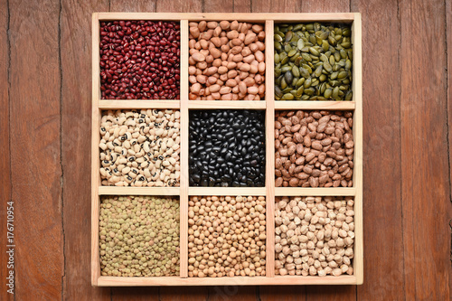 collection of different legumes for background © thananya_k