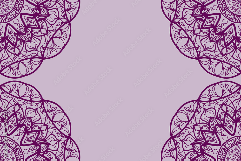 Wedding invitation card with mandala background. purple color, fashion  design Stock Vector | Adobe Stock