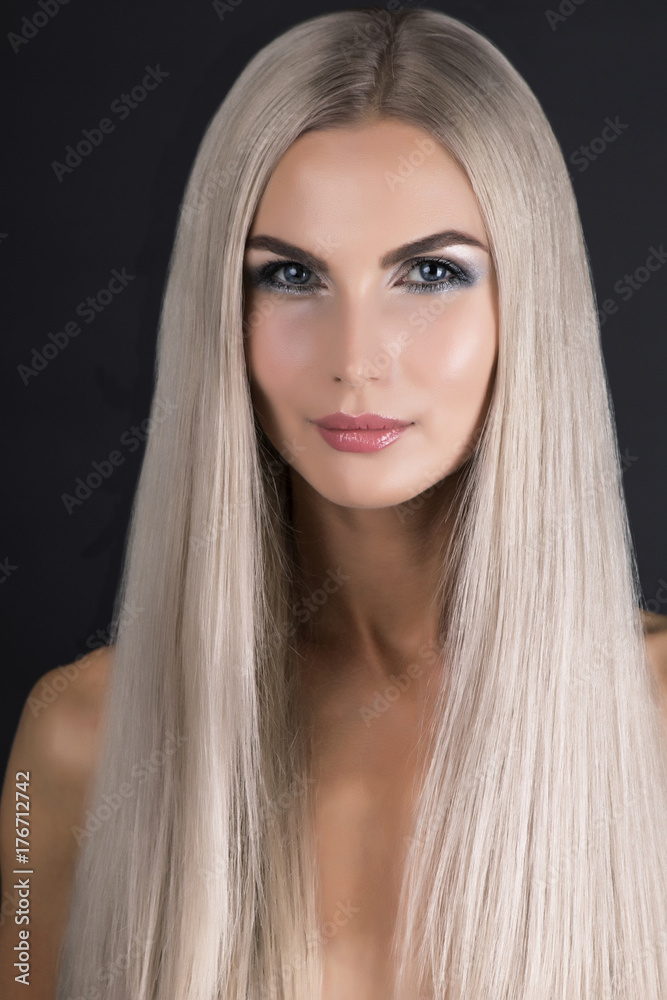Scandinavian girl with perfect smooth grey hair Scandinavian girl with perfect smooth grey hair