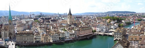 Aerial panorama of Zurich, Switzerland