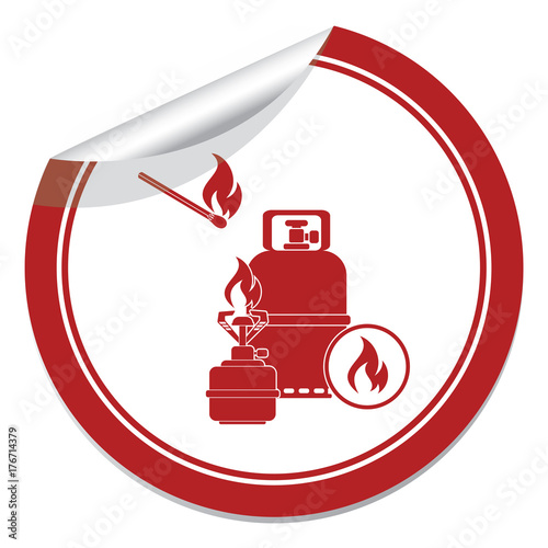 Camping stove with gas bottle icon vector