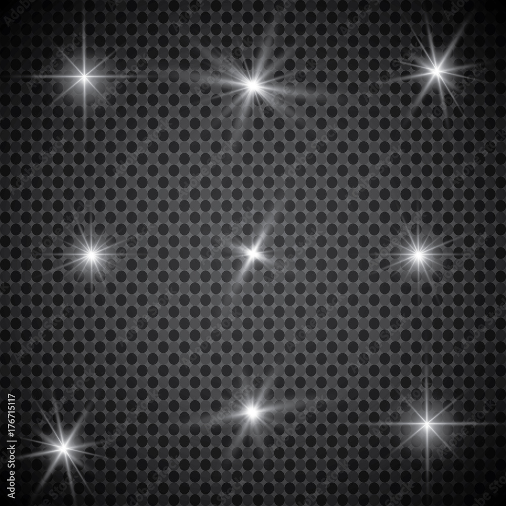 Fototapeta premium Set of Vector glowing light effect stars bursts with sparkles on transparent background. Transparent stars.
