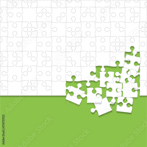 Some White Puzzles Pieces Green - Vector Jigsaw