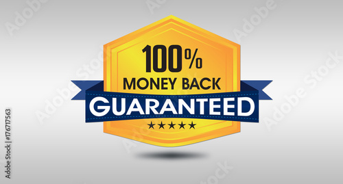 100% Money Back Guarantee Seal on White background