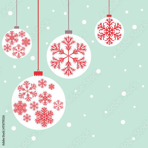 Christmas ball. New Year`s vector illustration. Retro. Blue. Celebration. Winter. Snow. Snowflakes. Gold. Xmas.