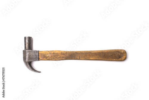 Vintage hammer isolated on white background