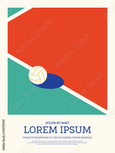 Volleyball abstract sport vintage retro style poster background,