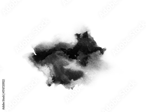watercolor gray,grey and black splash texture isolated on white background.design for text, card, invitation, tag, logo, 