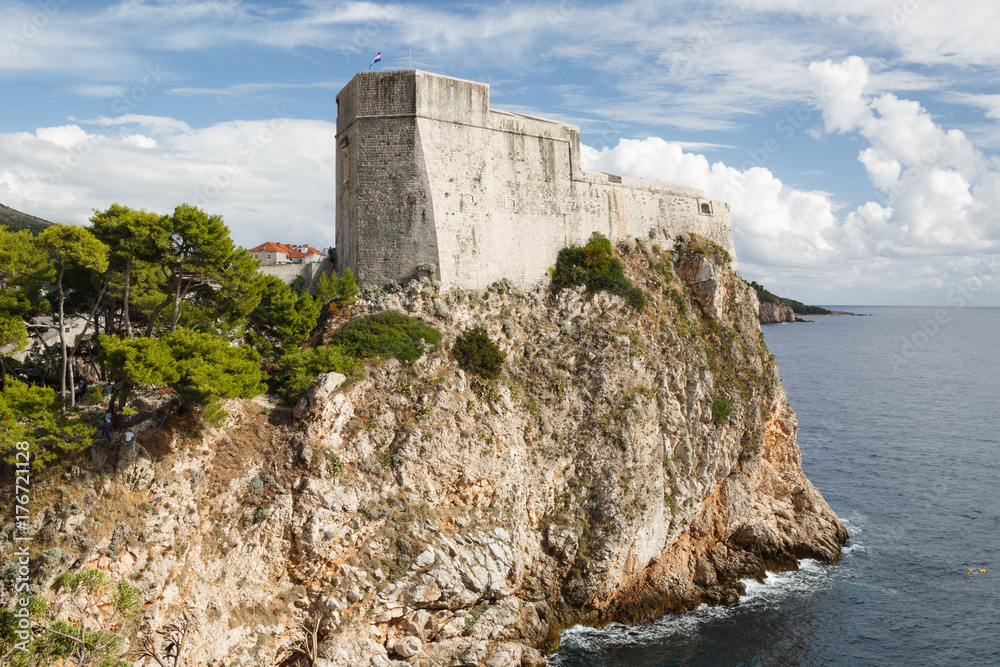 Majestic fortress Lovrijenac on a steep bank. Dubrovnik, Croatia