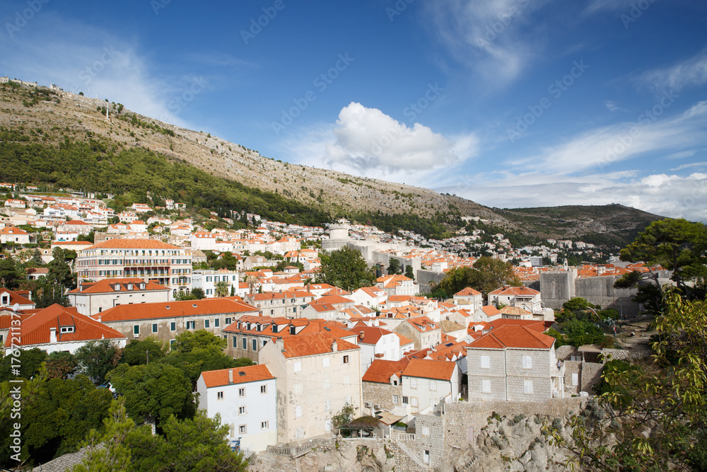 picturesque view of the new part of the city of Dubrovnik. Croatia