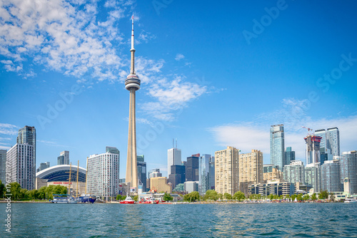 Skyline of Toront in Canada from the lake Ontario photo