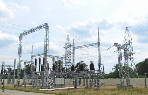 High voltage transformer substation.  