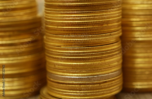 Stack of Golden Coins Macro View - Finance concept
