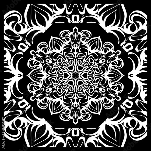 Design print for kerchief. pattern of mandala. Vector illustration.